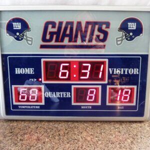 NFL NY Giants Football Super Bowl Led Indoor 19" Clock Scoreboard TESTED WORKS